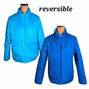 NEW Women's 2 in 1 Turquoise / Dark Blue Reversible Puffer Jacket